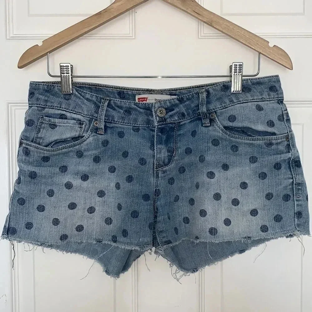 Levi’s Blue Polka Dot Shorty Shorts Size 7